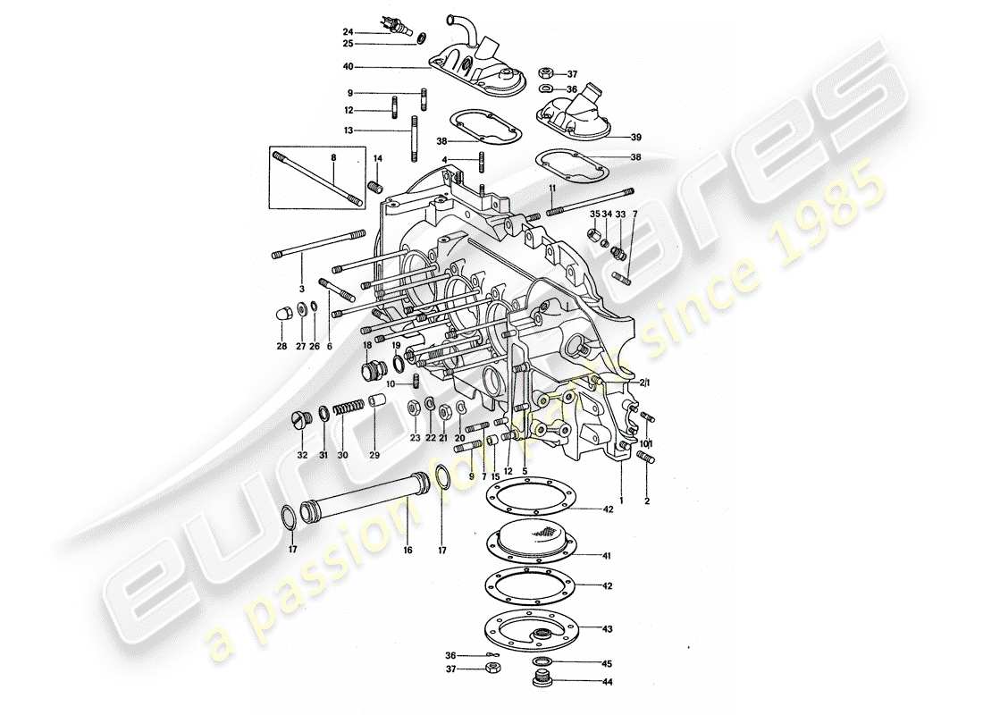 porsche 911 turbo (1977) crankcase part diagram