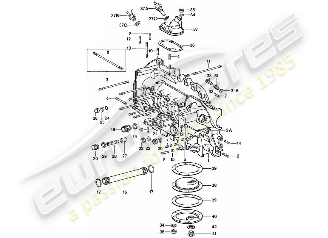 porsche 911 (1982) crankcase - repair set for maintenance - see illustration: part diagram
