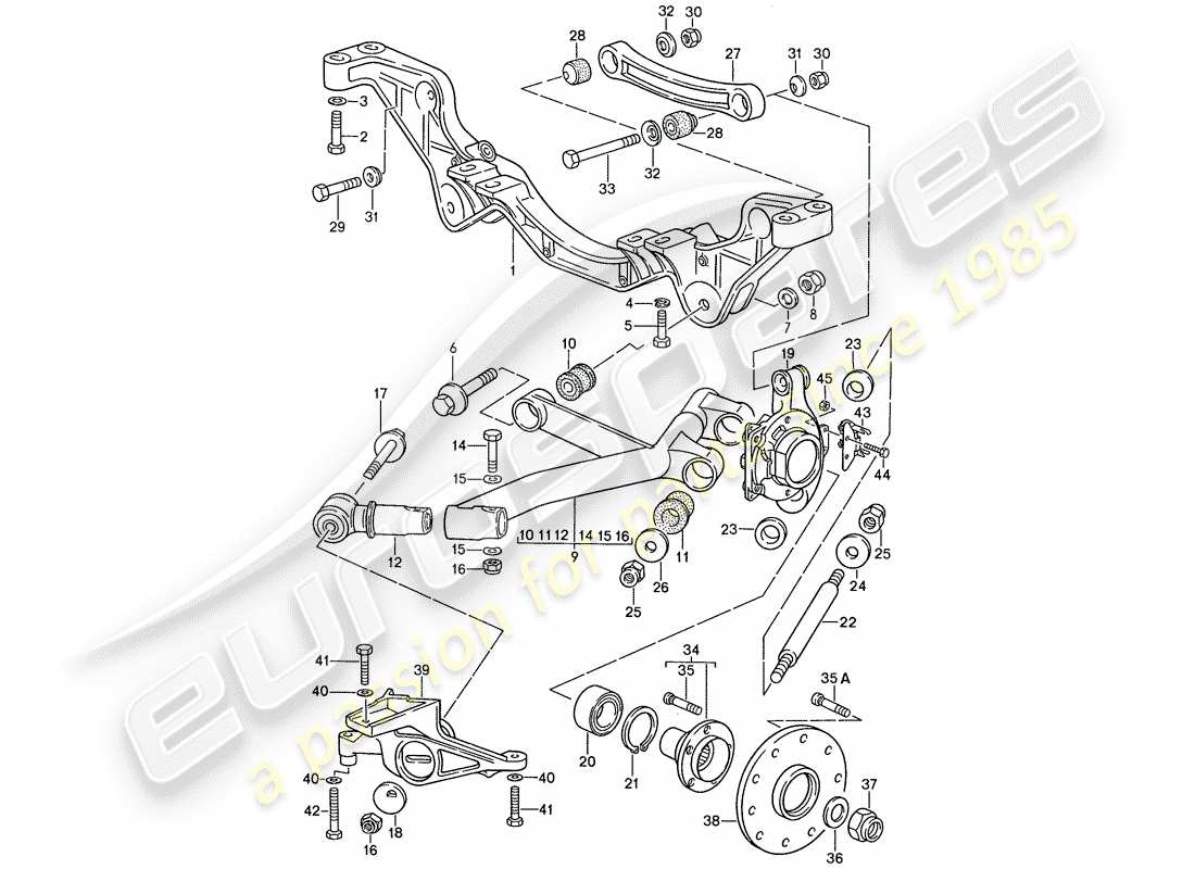 porsche 928 (1989) rear axle parts diagram