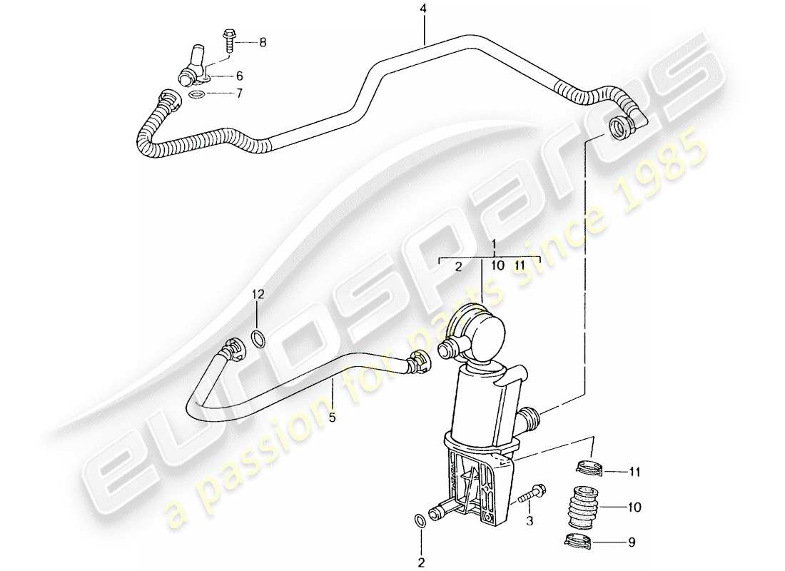 porsche boxster 986 (1997) crankcase - oil separator part diagram