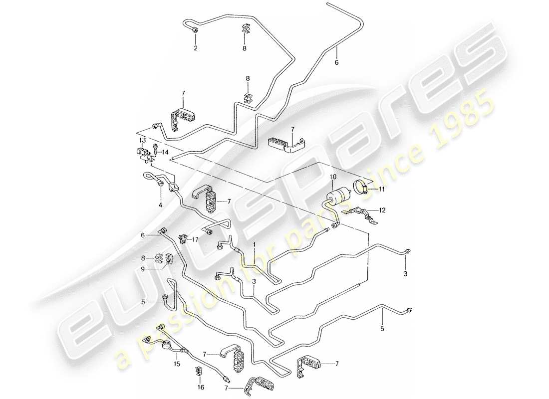 porsche boxster 986 (2002) fuel system parts diagram