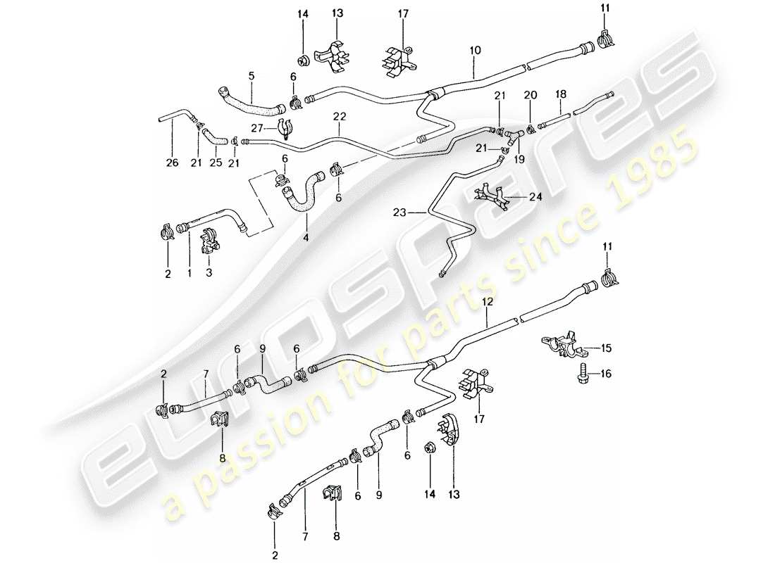 porsche boxster 986 (2004) water cooling part diagram