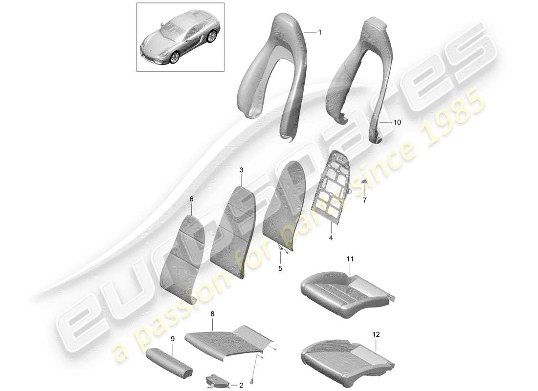 porsche cayman 981 (2016) foam part part diagram
