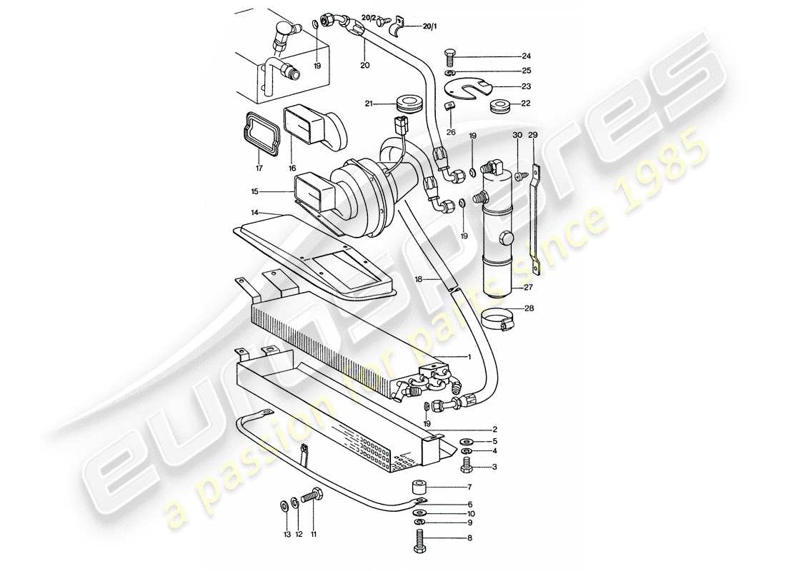 porsche 911 turbo (1977) air conditioner - capacitor - lines part diagram