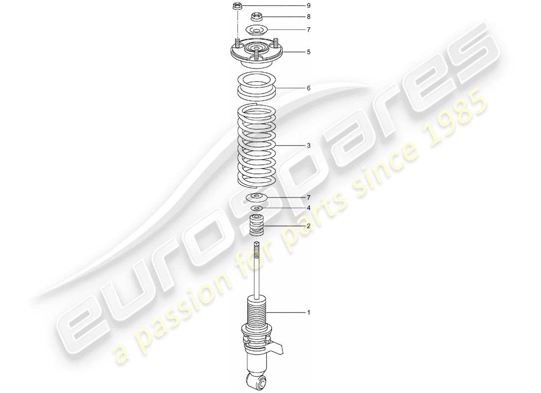 porsche 996 t/gt2 (2003) shock absorber - coil spring parts diagram