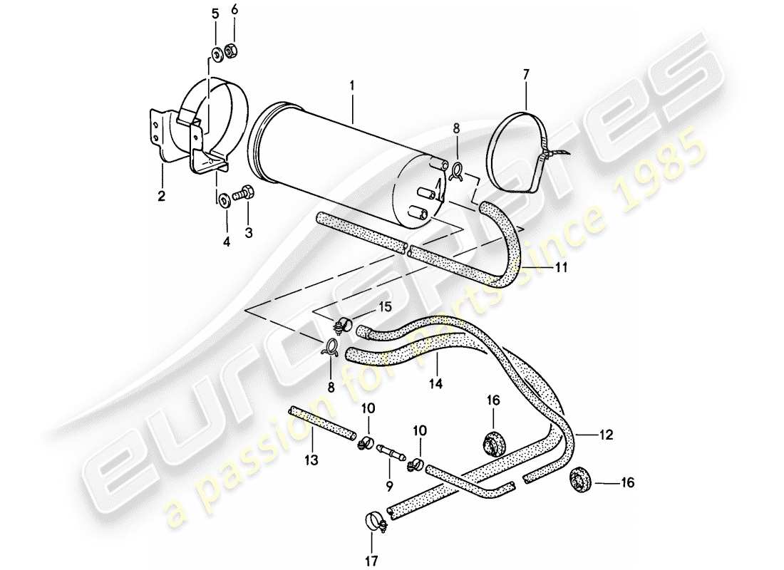 porsche 911 (1988) evaporative emission canister part diagram