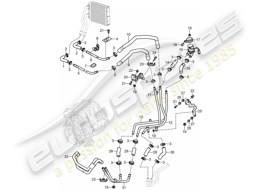 porsche cayenne (2003) air con./heating/aux. heater part diagram