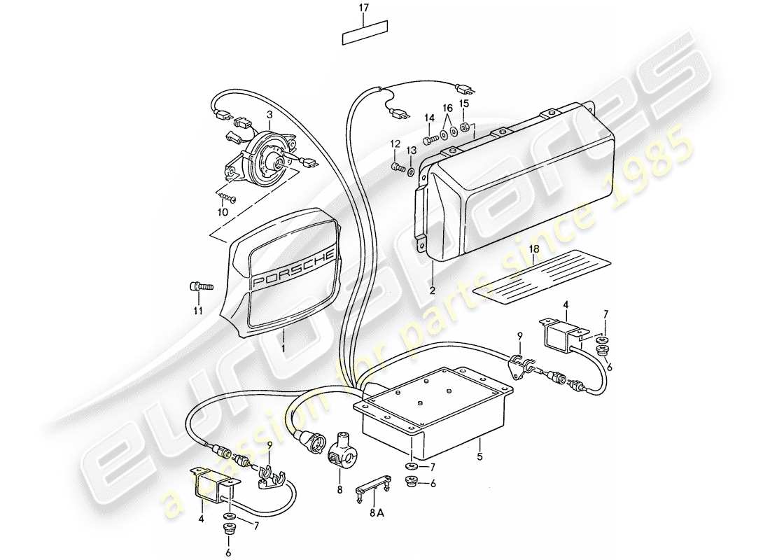 porsche 944 (1990) airbag - for parts diagram