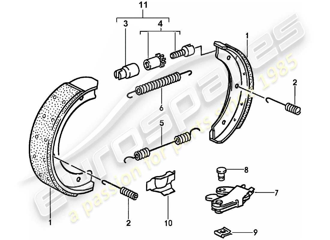 porsche 944 (1988) handbrake parts diagram