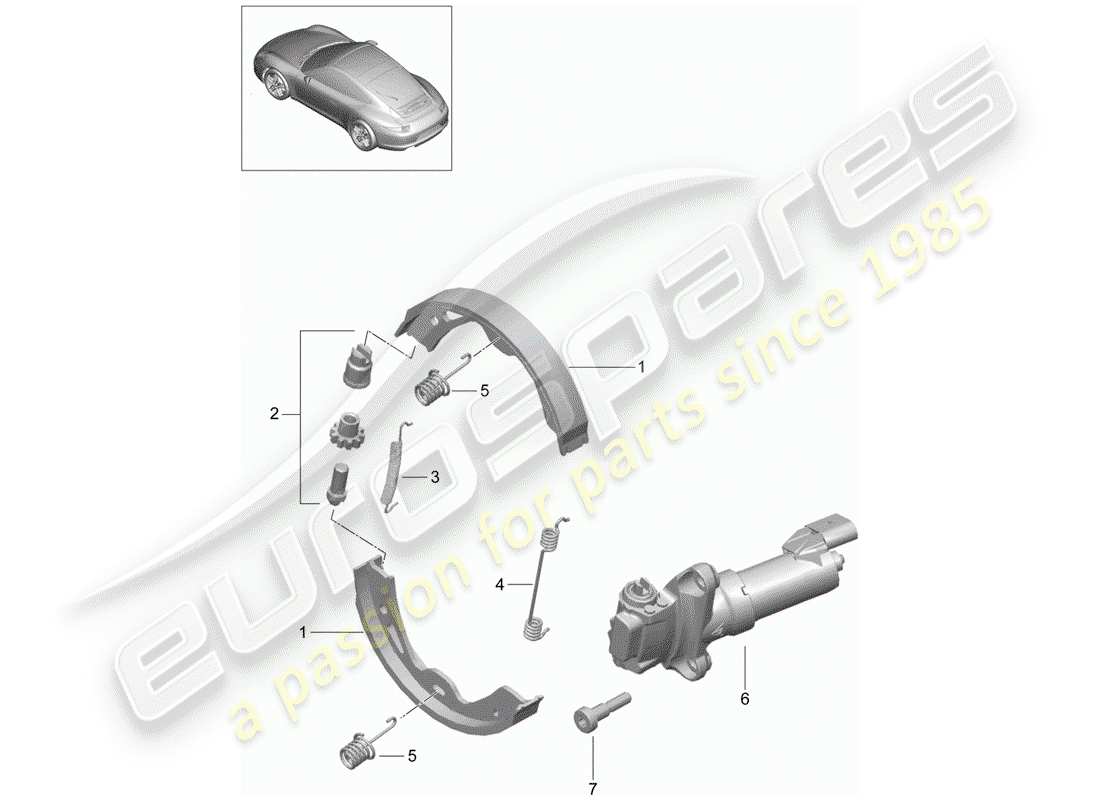 porsche 991 (2012) parking brake parts diagram