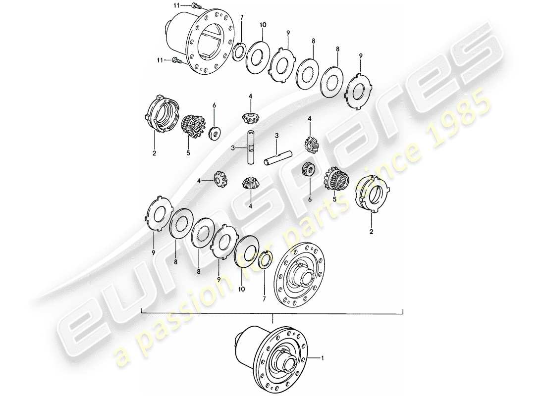 porsche 928 (1978) limited slip differential - manual gearbox parts diagram