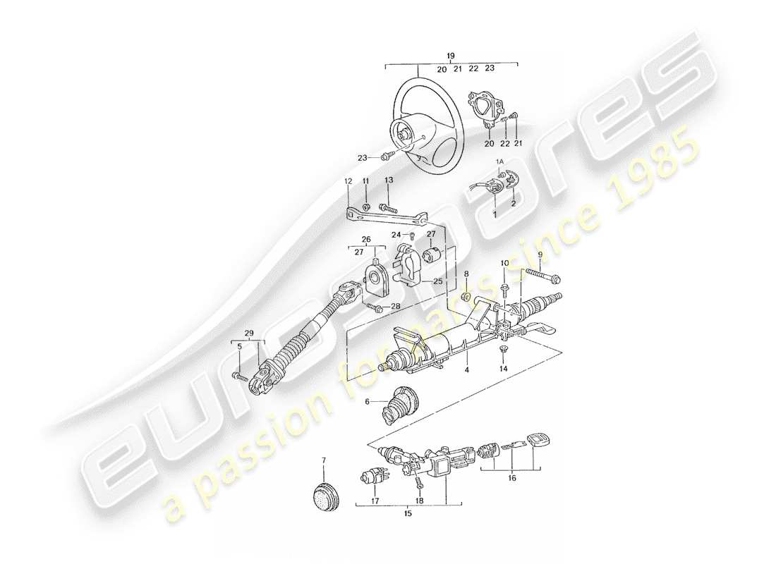 porsche 996 t/gt2 (2005) steering protective pipe - intermediate steering shaft - steering wheels part diagram