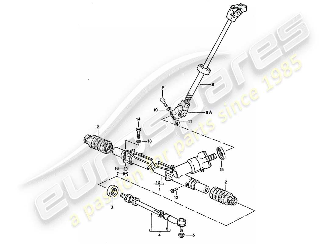 porsche 928 (1993) steering gear - steering track rod parts diagram
