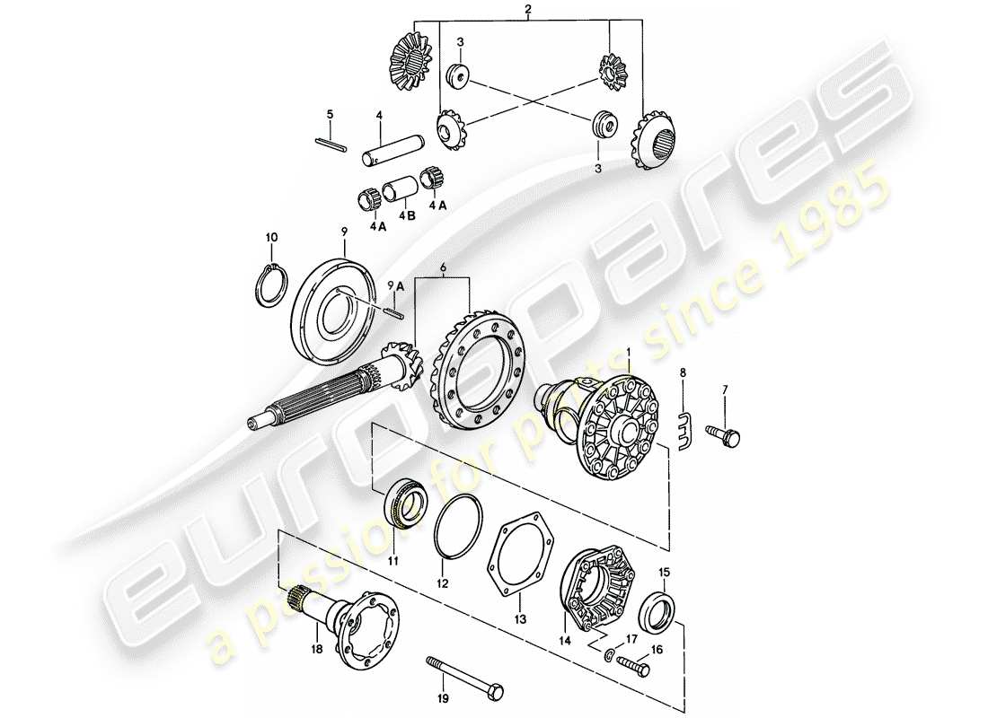 porsche 928 (1983) differential - manual gearbox - d >> - mj 1984 parts diagram