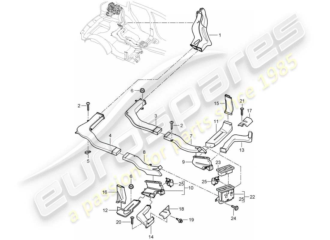 porsche cayenne (2009) air distributor part diagram