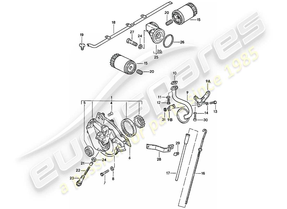 porsche 924 (1980) engine lubrication part diagram