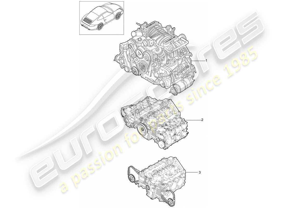 porsche 997 gen. 2 (2011) replacement engine part diagram