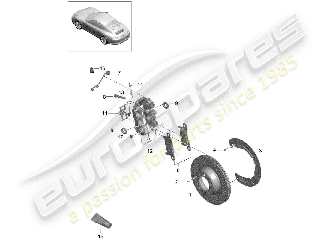 porsche 991 gen. 2 (2018) disc brakes part diagram