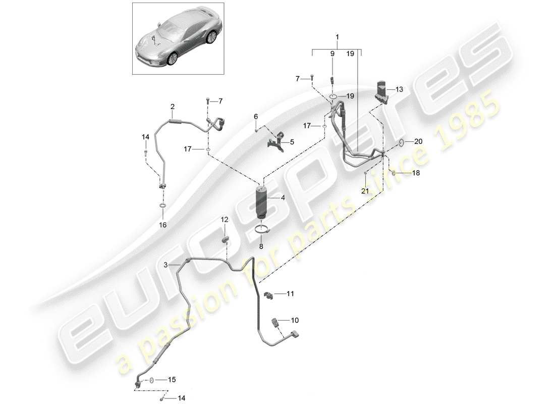 porsche 991 t/gt2rs air conditioner part diagram