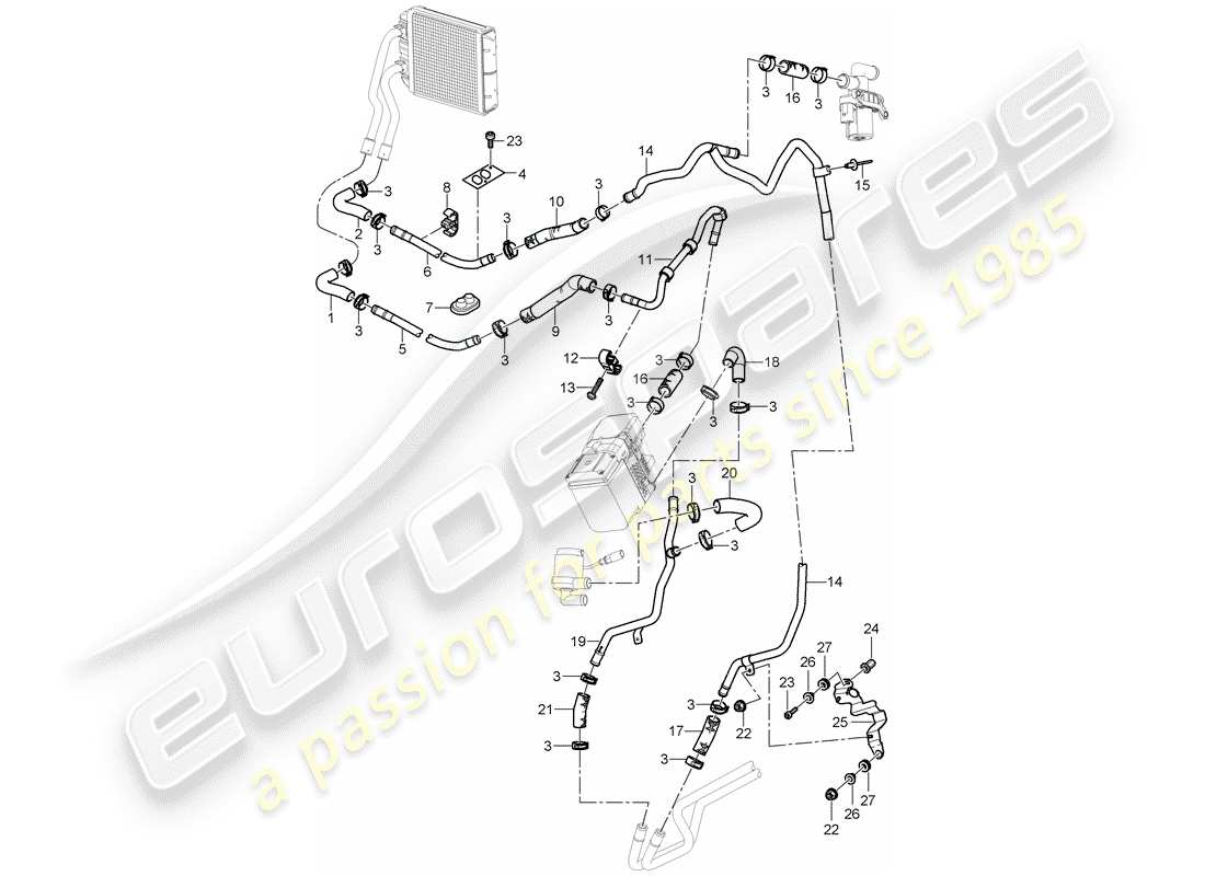 porsche cayenne (2004) air con./heating/aux. heater part diagram