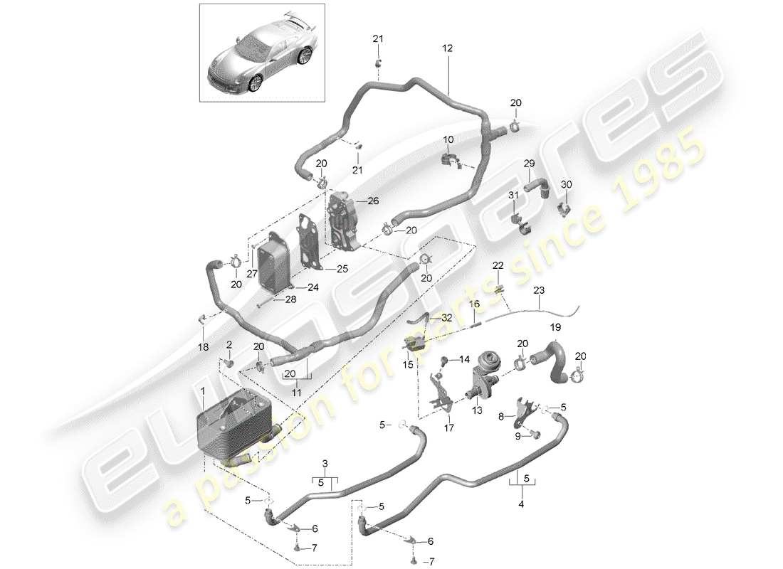 porsche 991r/gt3/rs (2015) - pdk - parts diagram