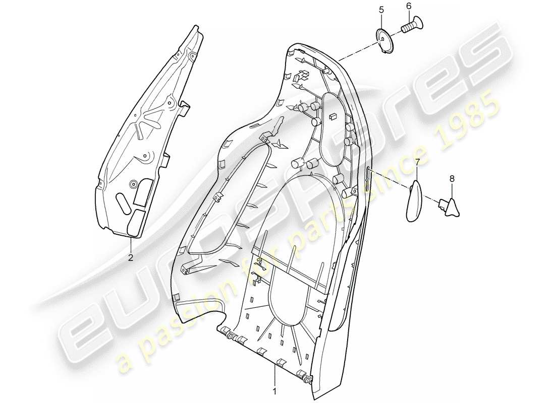 porsche cayman 987 (2008) backrest shell part diagram