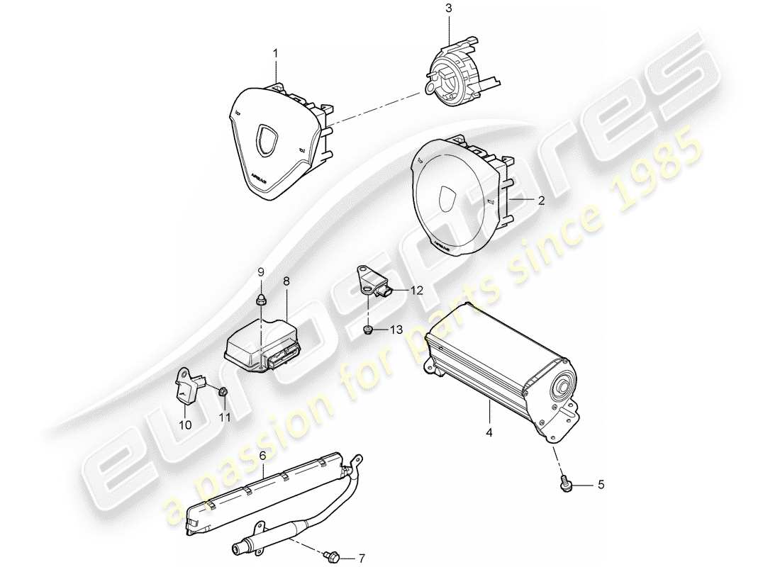 porsche 997 (2005) airbag parts diagram