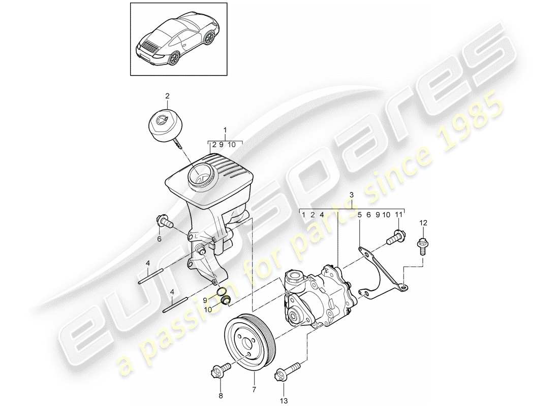 porsche 997 gen. 2 (2011) power steering parts diagram