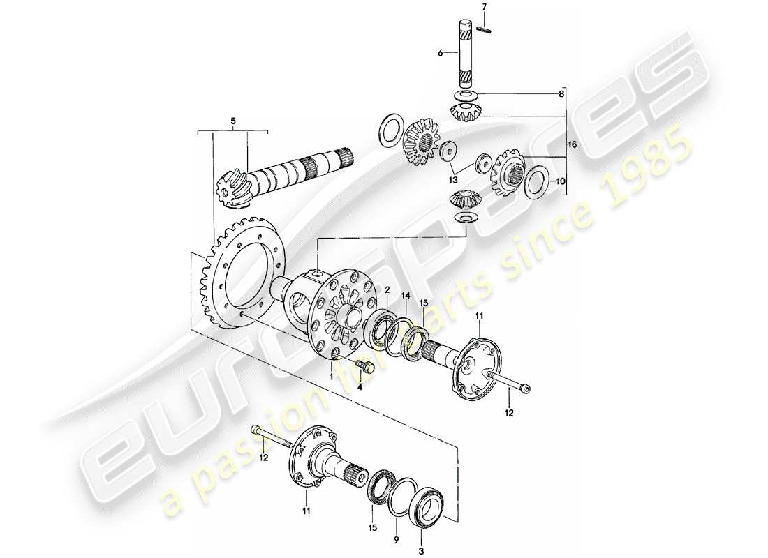 porsche 924 (1984) differential - manual gearbox - vq vr uv md - me mf mb mx - d - mj 1981>> part diagram