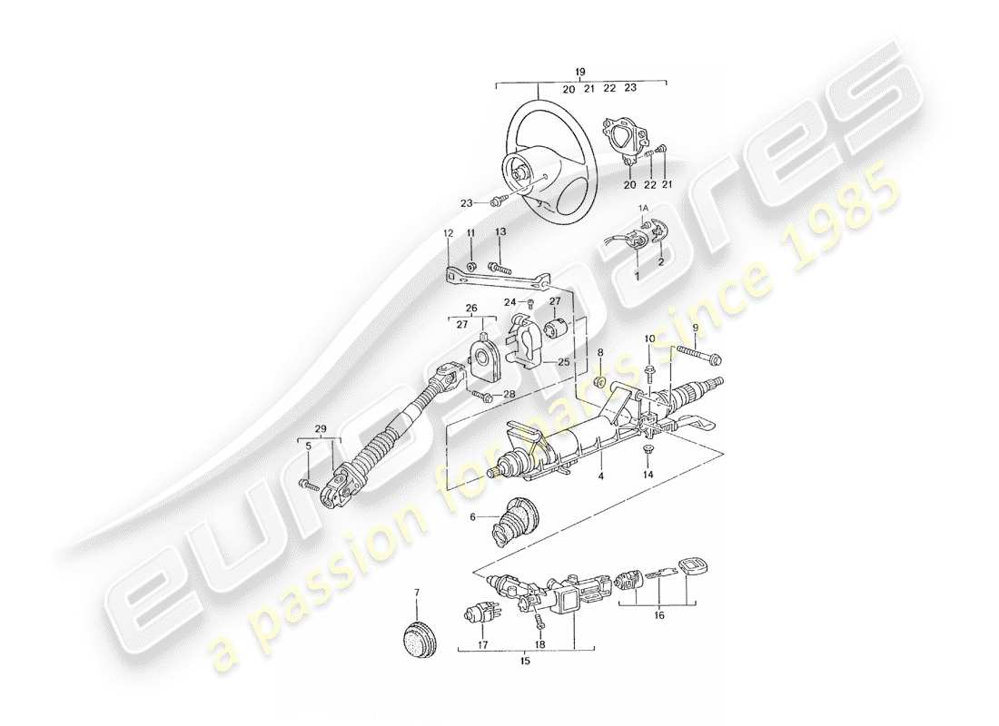 porsche 996 t/gt2 (2004) steering protective pipe - intermediate steering shaft - steering wheels parts diagram