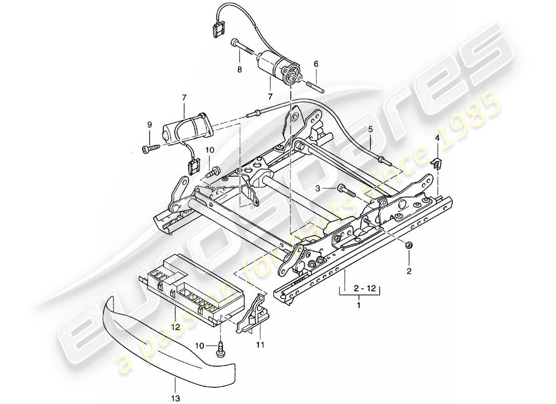 porsche 996 (2000) seat frame - comfort seat part diagram