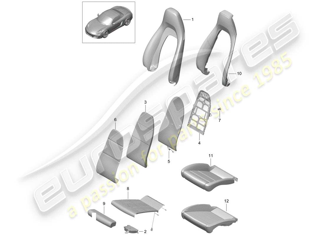 porsche boxster 981 (2012) foam part part diagram