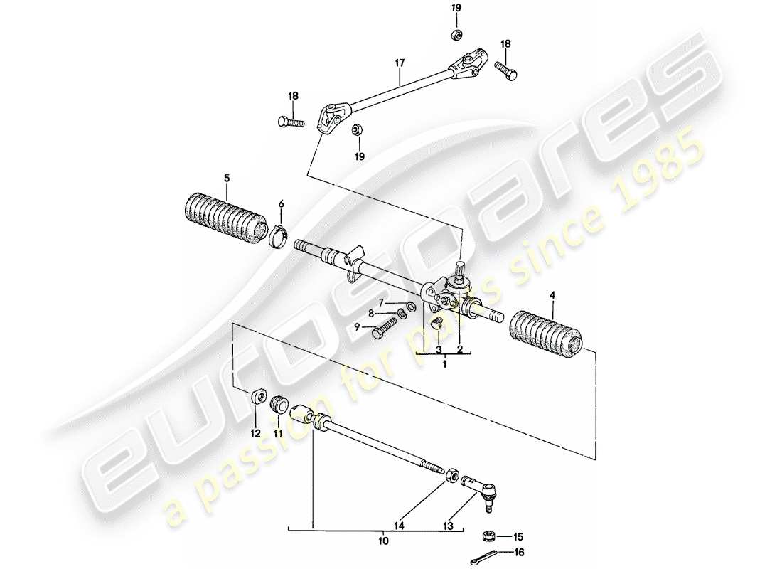 porsche 924 (1980) steering gear - steering track rod part diagram