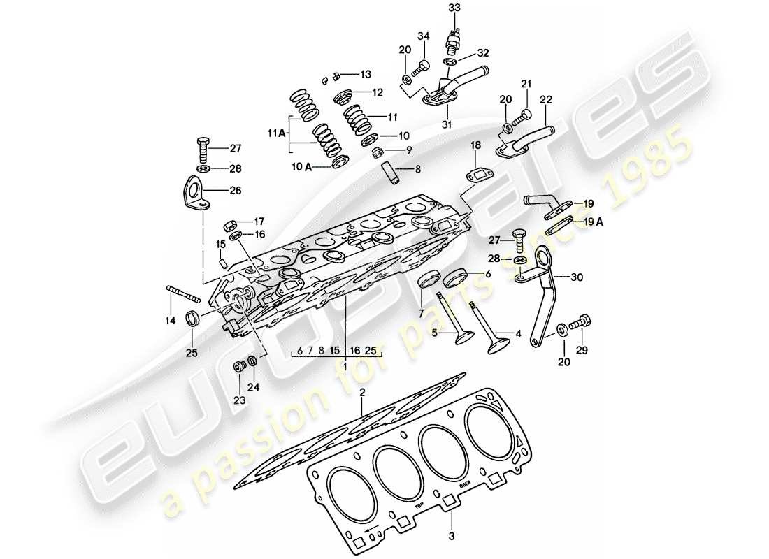 porsche 928 (1981) cylinder head parts diagram