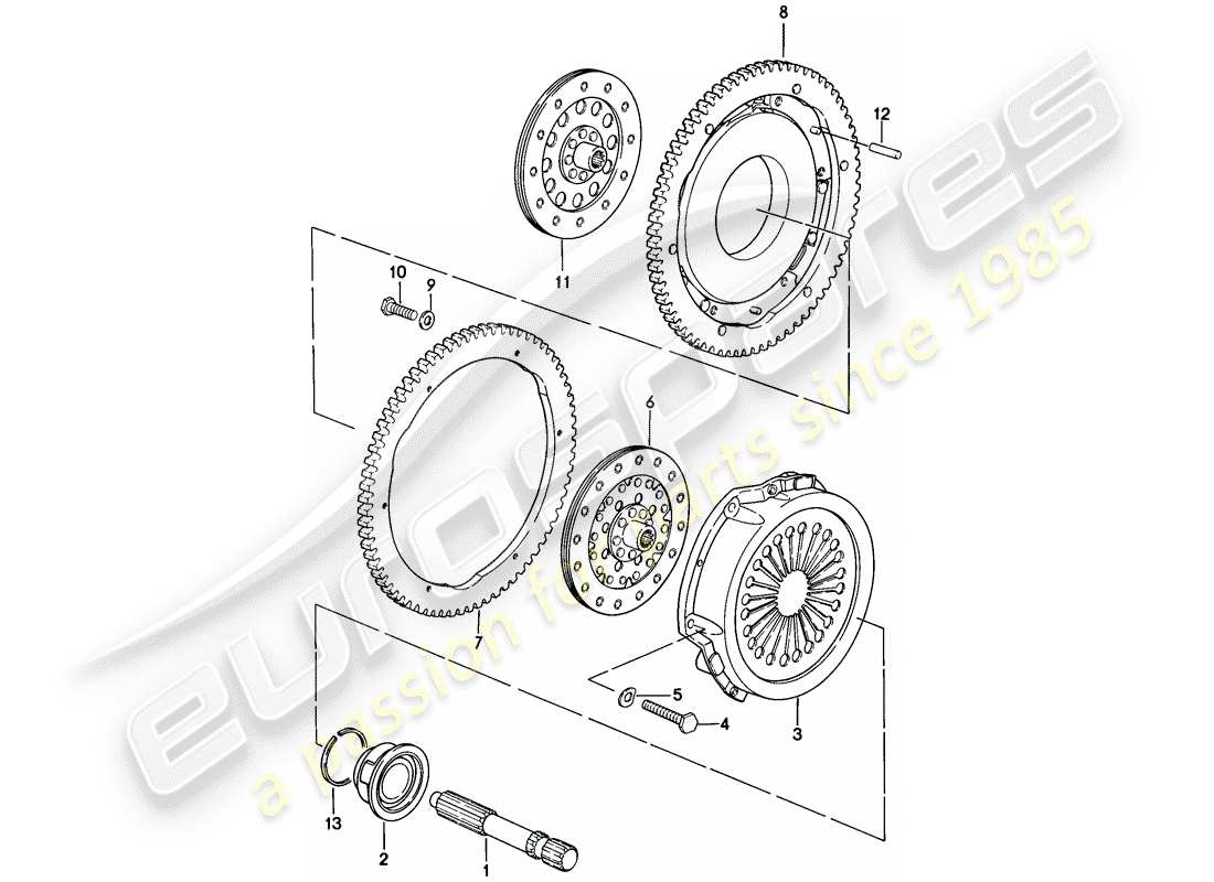 porsche 928 (1981) clutch parts diagram