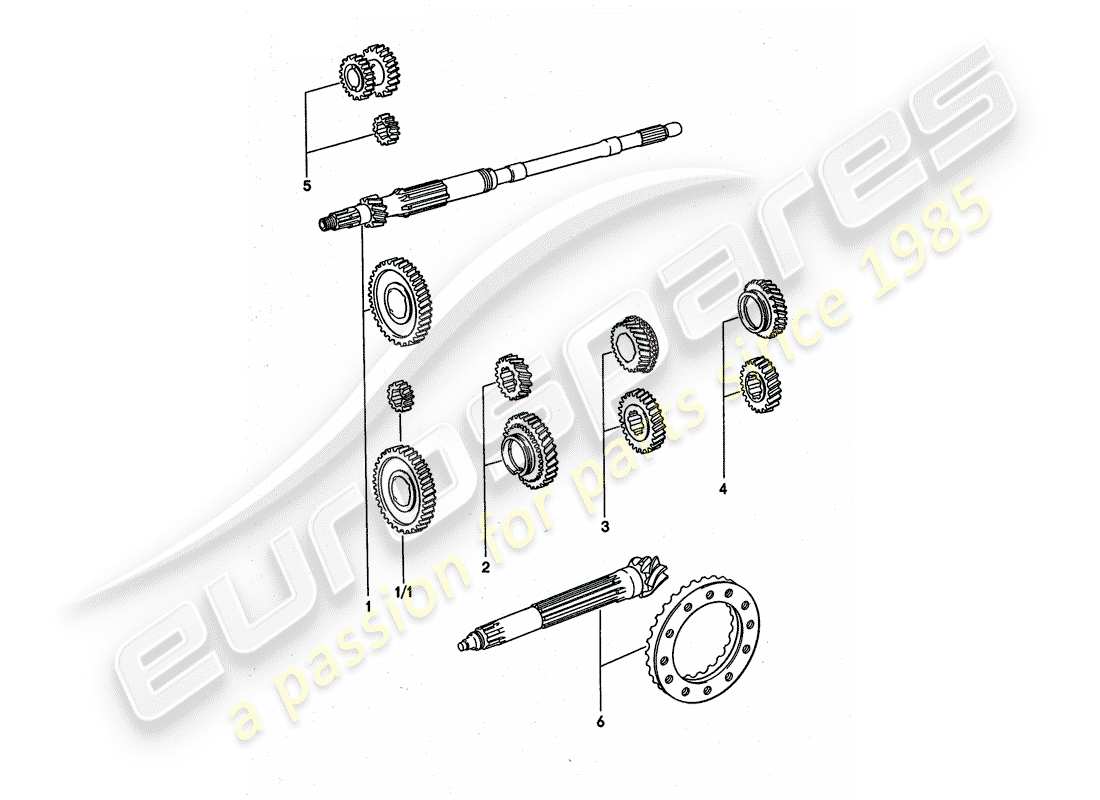 porsche 911 turbo (1977) gear wheel sets - 4-speed part diagram