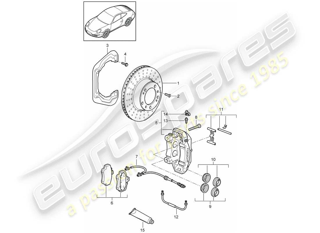 porsche 997 gen. 2 (2011) disc brakes parts diagram