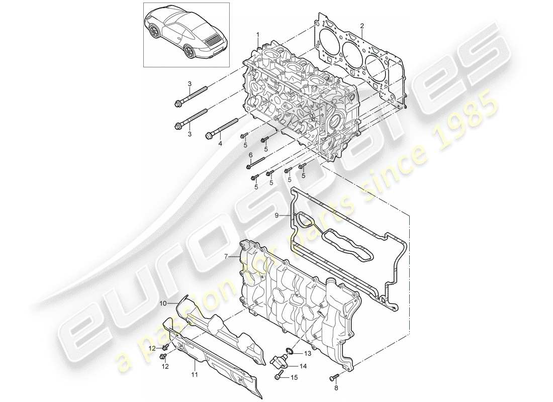 porsche 997 gen. 2 (2011) cylinder head parts diagram
