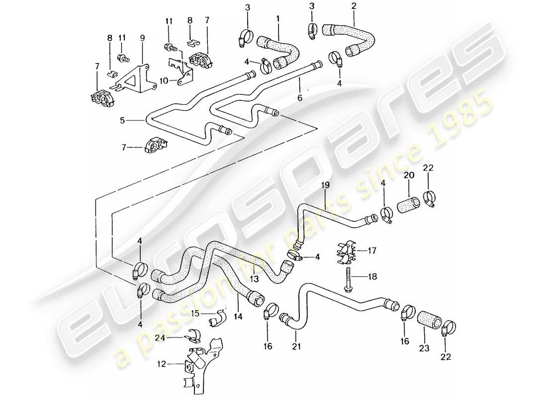 porsche 996 t/gt2 (2004) lines - heater parts diagram