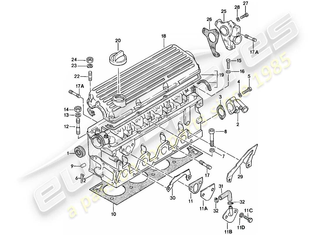 porsche 924 (1980) cylinder head part diagram