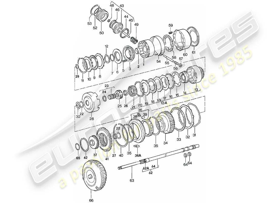 porsche 924 (1980) transmission parts - automatic transmission part diagram