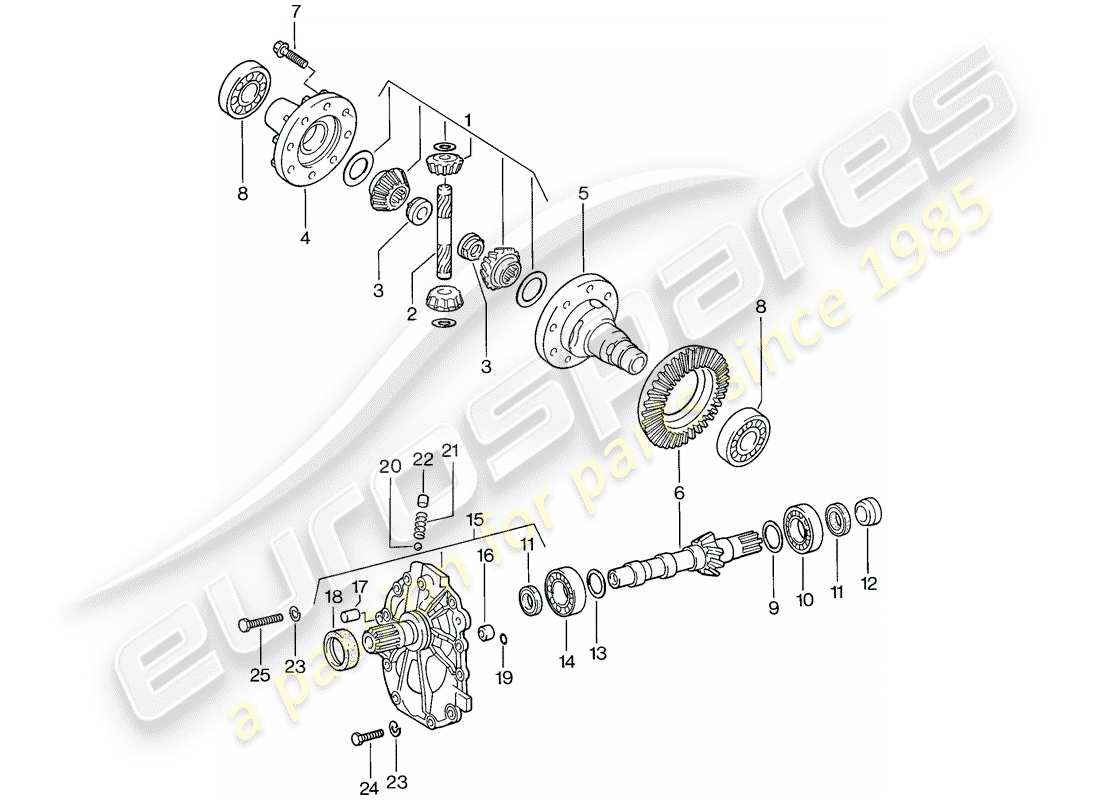 porsche 924 (1979) differential - automatic transmission part diagram