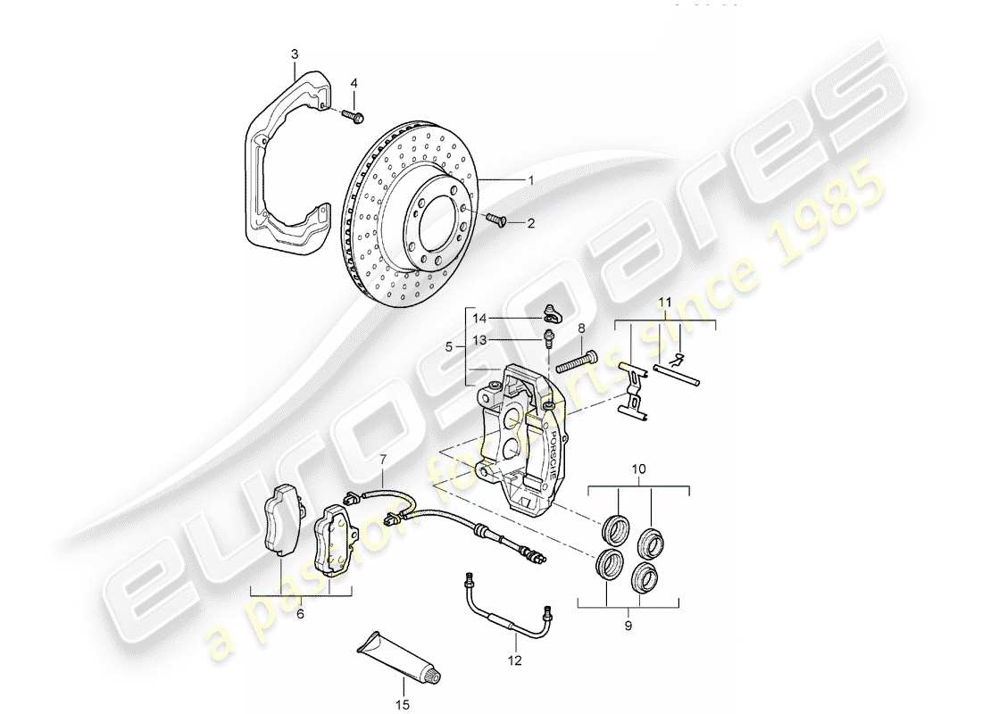 porsche 997 (2007) disc brakes parts diagram
