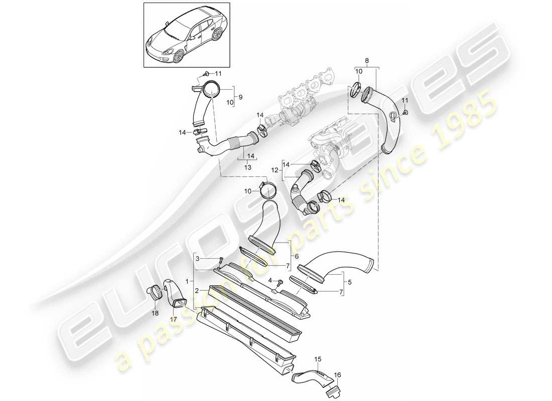 a part diagram from the porsche panamera parts catalogue