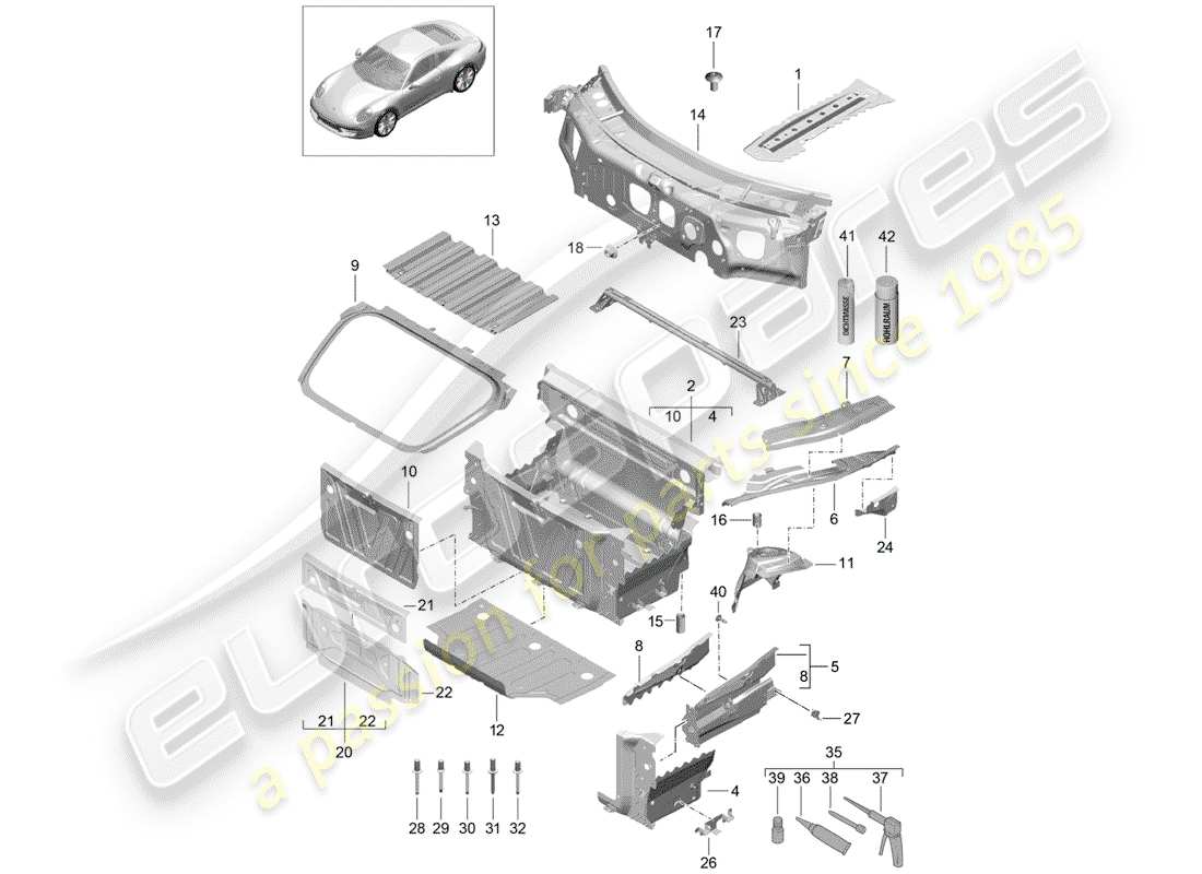 a part diagram from the porsche 991 parts catalogue