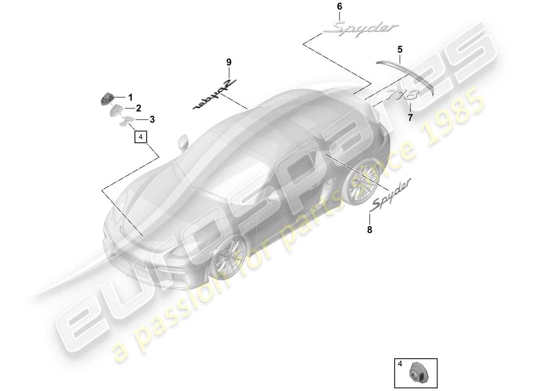 a part diagram from the porsche boxster spyder parts catalogue