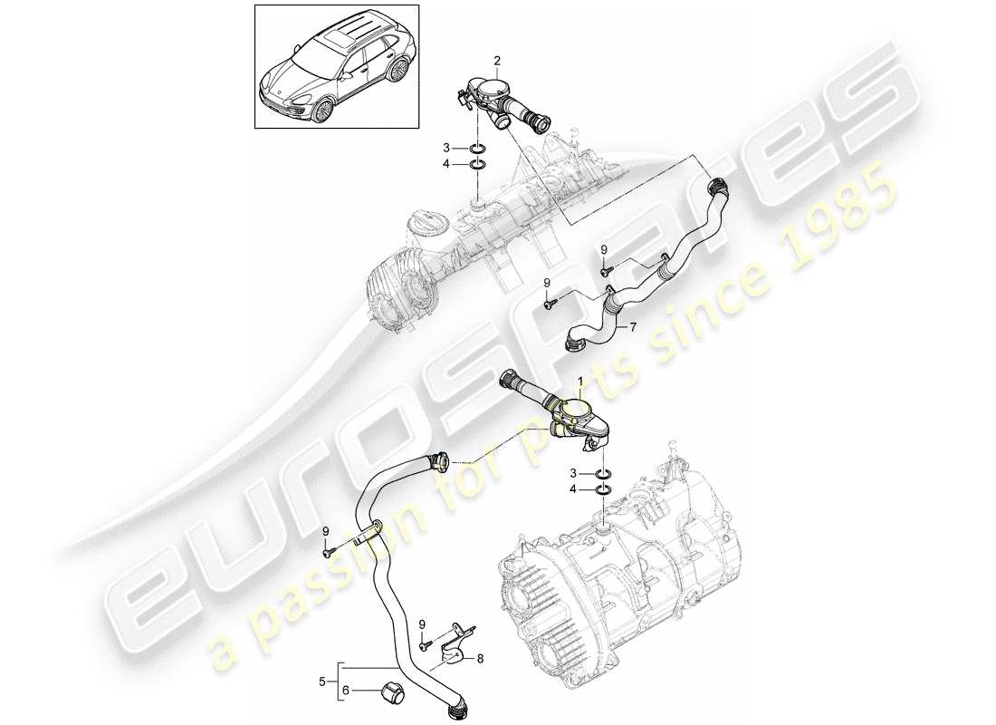 a part diagram from the porsche cayenne parts catalogue