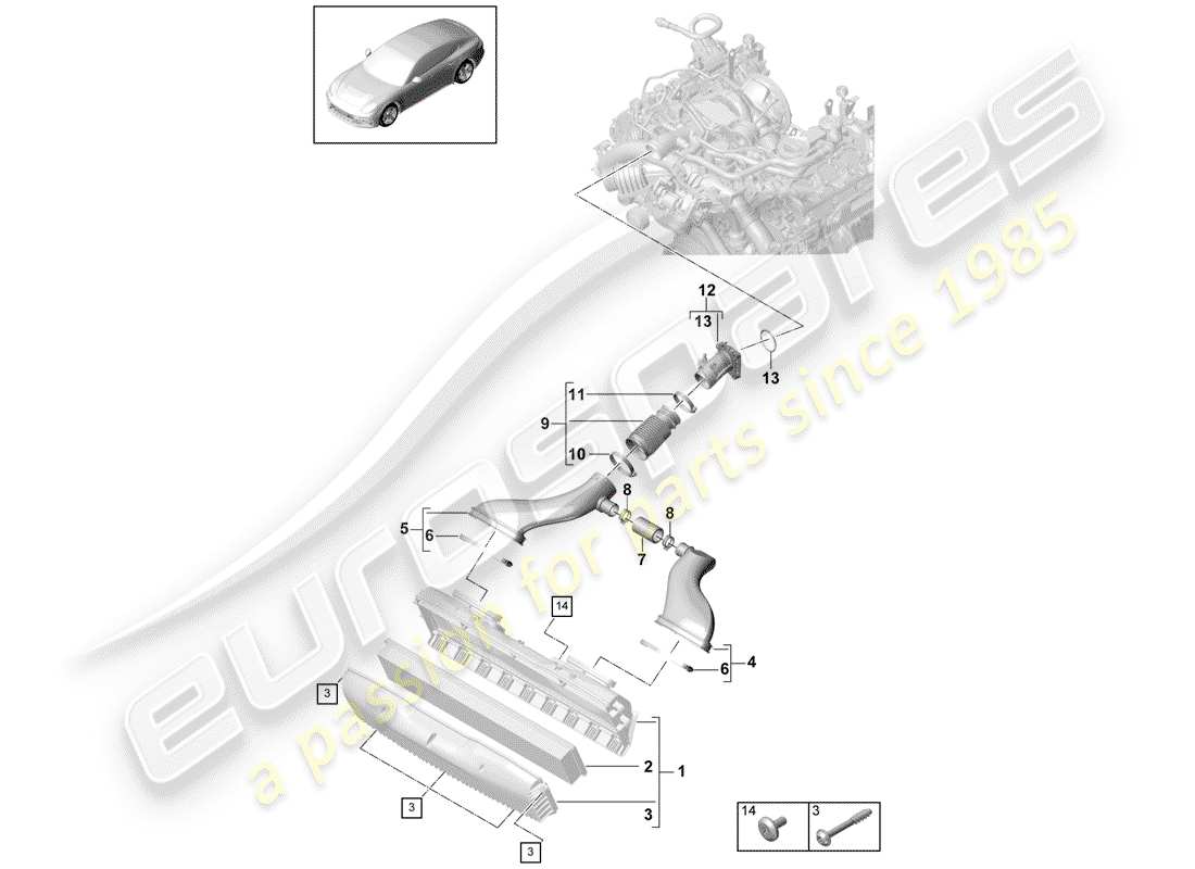 a part diagram from the porsche panamera parts catalogue