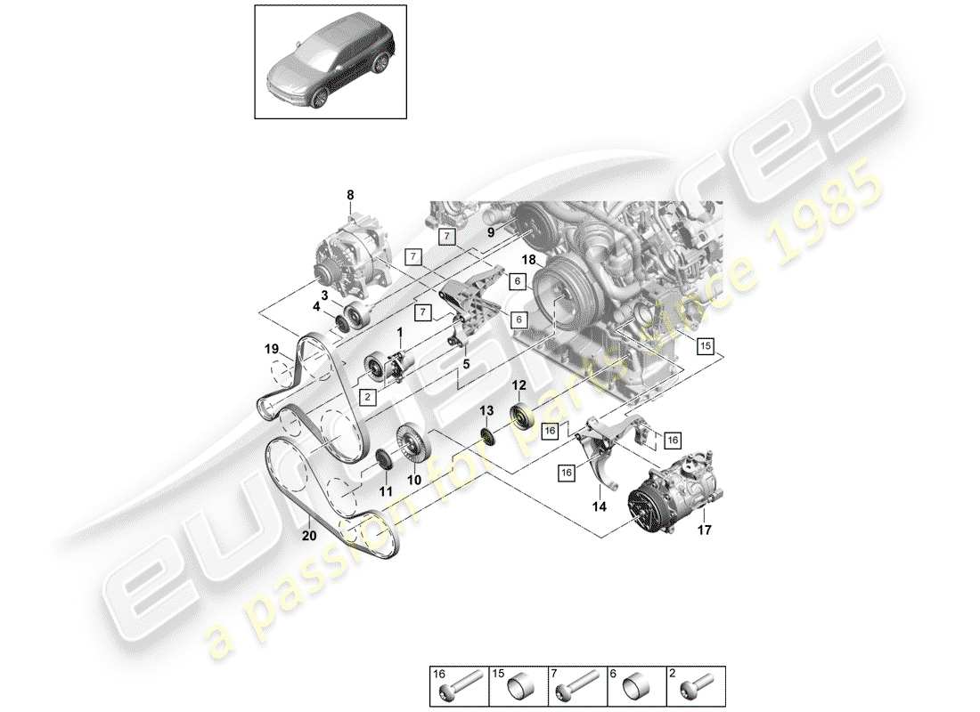 a part diagram from the porsche cayenne e3 parts catalogue