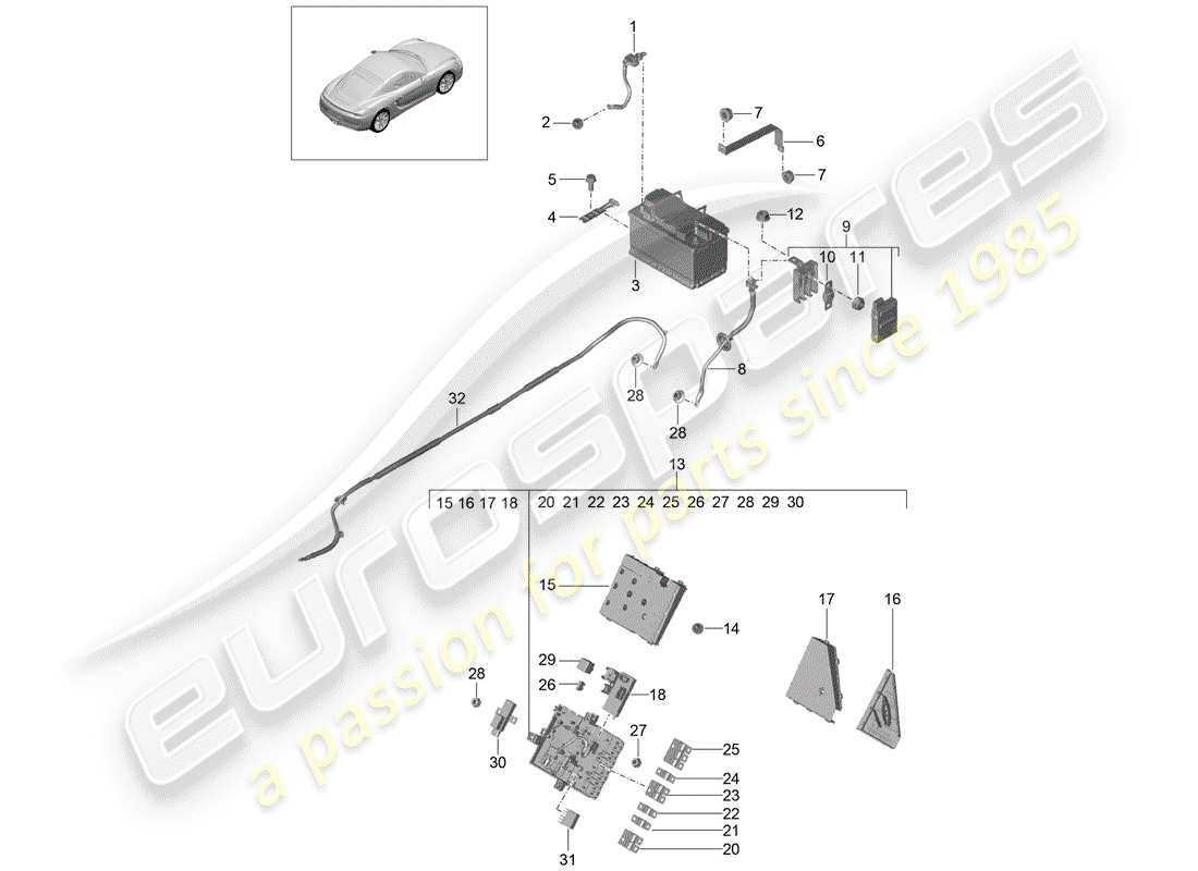 a part diagram from the porsche cayman parts catalogue